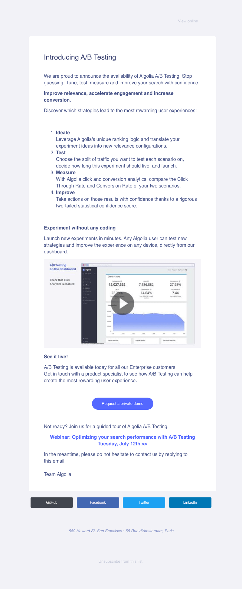 Introducing Algolia A/B Testing - Continuously Improve Your Search Relevance Strategy