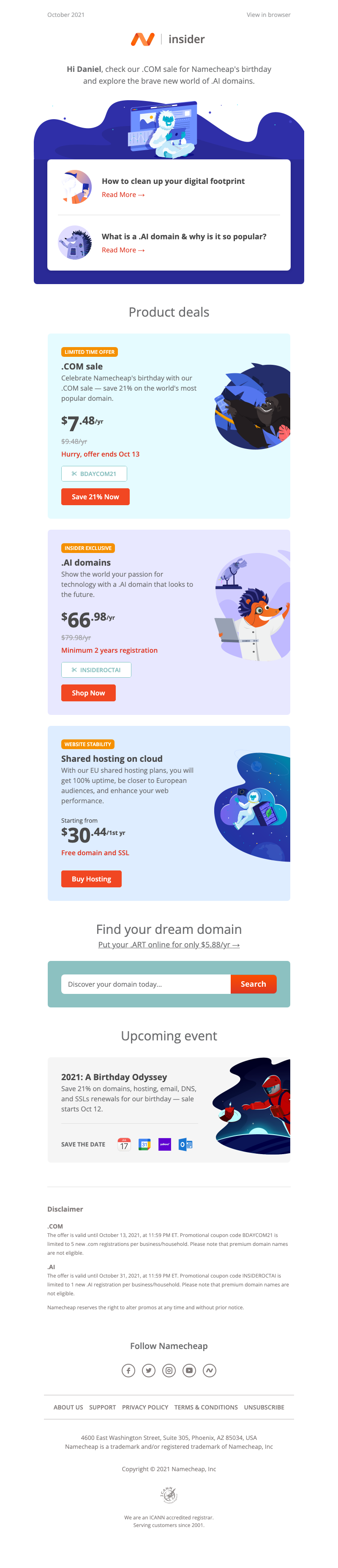 Limited time offer: 21% off .COM domains
