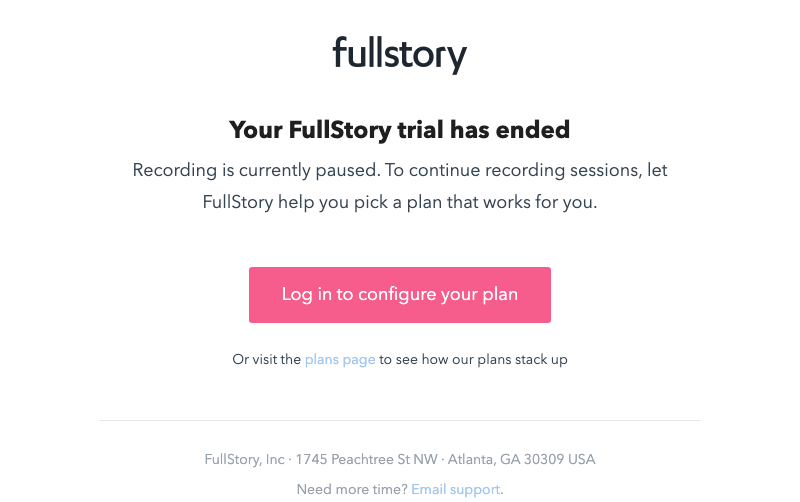 Your FullStory trial has expired for Messaged