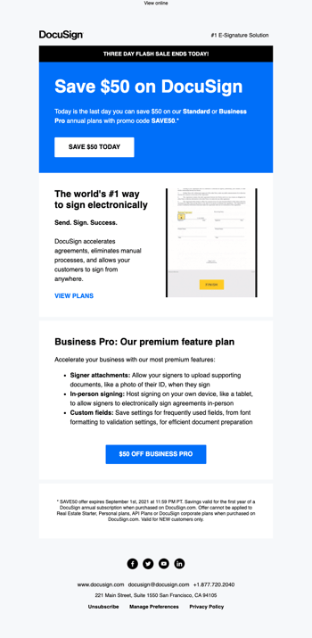 Last day to get $50 off DocuSign