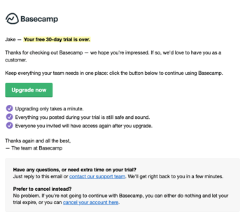 Your Basecamp trial has ended (Messaged)
