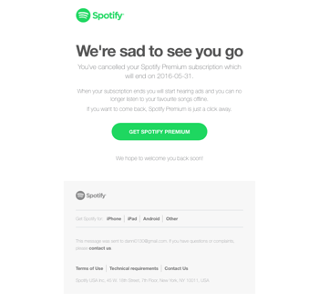 You've cancelled your Spotify subscription